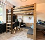 Hoogslaper steigerhout met bureau en zithoek, Kinderen en Baby's, Kinderkamer | Stapelbedden en Hoogslapers, Ophalen, Hoogslaper