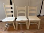 3 witte houten stoelen met zadelzit, Ophalen, Gebruikt, Drie, Wit