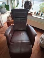 Elektrische relaxfauteuil leer - bruin, Ophalen, Minder dan 75 cm, Leer, Zo goed als nieuw