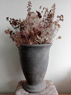 Taupe vaas handgemaakt 42 cm met droogboeket, Ophalen, Overige materialen, Overige kleuren, Zo goed als nieuw