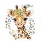 Giraffe muurcirkel Jong met bloemen, baby-. kinderkamer., Verzenden, Nieuw, Wanddecoratie