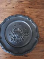 Tinnen bord met krab krabbegat, Ophalen of Verzenden