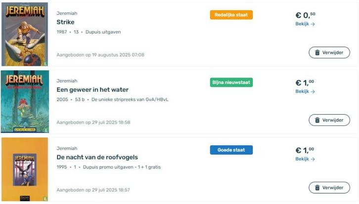 Jeremiah 3 stuks, Boeken, Stripboeken, Gelezen, Meerdere stripboeken, Ophalen of Verzenden