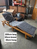 Nieuwe houten ligstoel met wielen, Tuin en Terras, Ligbedden, Ophalen, Nieuw, Hout, Verstelbaar