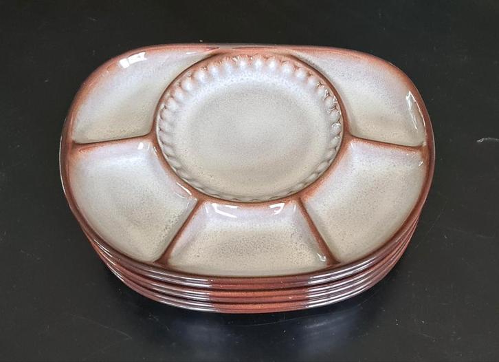 6 zgan Steuler fondue borden '70, Verzamelen, Retro, Huis en Inrichting, Ophalen of Verzenden