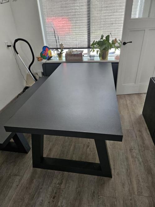 Eettafel + bankje antraciet, Huis en Inrichting, Tafels | Eettafels, Zo goed als nieuw, 50 tot 100 cm, 150 tot 200 cm, Vijf personen of meer