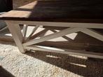 Salon tafel met teak hout blad, Huis en Inrichting, Tafels | Salontafels, Ophalen, Gebruikt, 100 tot 150 cm, 50 tot 100 cm