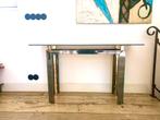 Sidetable mid century met rookglas plaat, Ophalen, 100 tot 150 cm, Zo goed als nieuw, 25 tot 50 cm