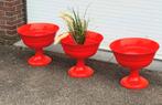 Tuinvaas seventies in oranje kunststof, stukprijs, Tuin en Terras, Tuinvazen, Ophalen