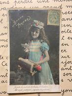 Bonne Année - meisje, postbode met lang haar (NN), Verzamelen, Ophalen of Verzenden, Voor 1920, Gelopen, Feest(dag)