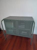 Groene metalen Ikea kast ladekast Nikkeby, Ophalen, 50 tot 100 cm, Zo goed als nieuw, 3 of 4 laden