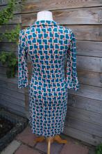 Doorknoopjurk petrol/ creme King Louie mt S/M Vaste prijs, Ophalen of Verzenden, Zo goed als nieuw, Knielengte, King Louie