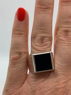 X450 Prachtige zilveren onyx ring maat 21, Sieraden, Tassen en Uiterlijk, Antieke sieraden, Ophalen of Verzenden, Zilver, Ring
