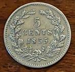 5 cent 1855 Willem III zilver topper, Postzegels en Munten, Munten | Nederland, Zilver, Koning Willem III, Losse munt, 5 cent