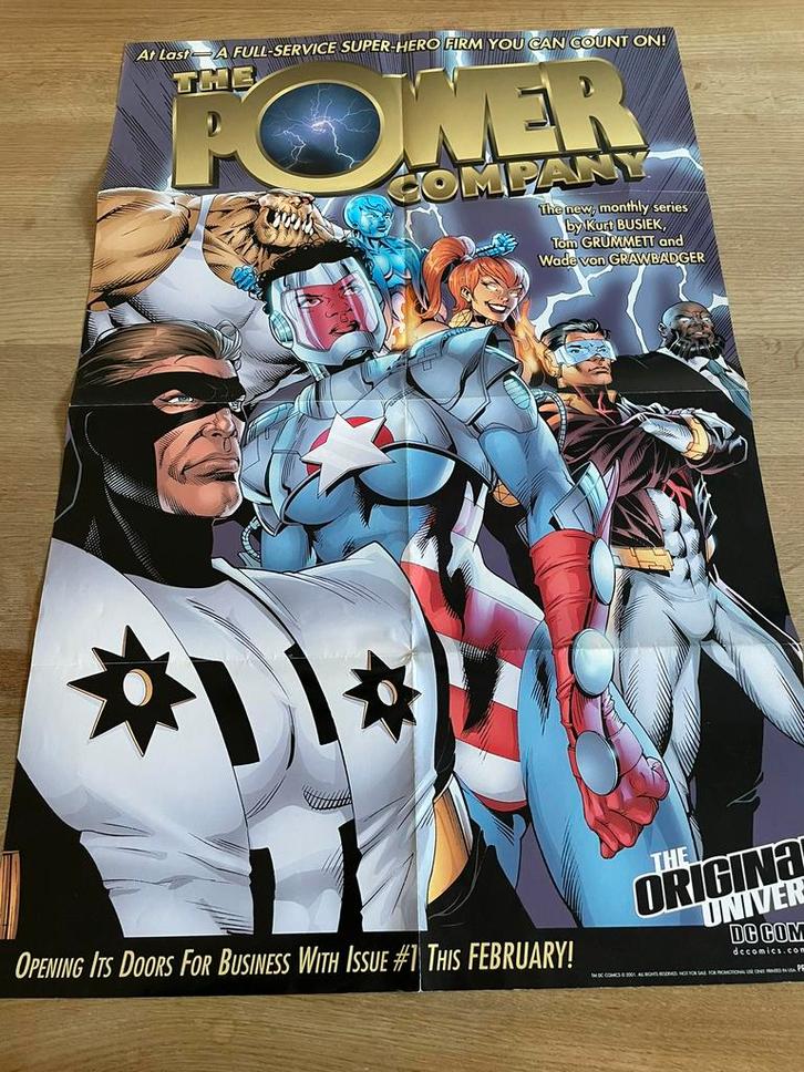 Gave vintage DC Comics poster The Power Company uit 2001, Verzamelen, Posters, Zo goed als nieuw, Film en Tv, A1 t/m A3, Rechthoekig Staand