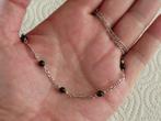 Zilveren ketting (gemerkt 925) sierschakel en onyx bolletjes, Gebruikt, Ophalen of Verzenden, Met edelsteen, Zilver