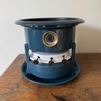 Vintage blauw Emaille petroleumstel – 3 lonten – met onderbo, Antiek en Kunst, Antiek | Emaille, Ophalen of Verzenden