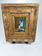 Ingelijst schilderij met poesjes uit Engeland, Antiek en Kunst, Kunst | Schilderijen | Klassiek, Ophalen of Verzenden