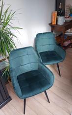 Eetkamerstoel groen velvet met armleuning 2 stuks., Huis en Inrichting, Stoelen, Ophalen, Twee, Overige kleuren, Zo goed als nieuw