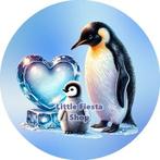 L358 luxe icing pinguin 20cm eetbare taart plaat print top, Ophalen of Verzenden, Nieuw, Taarten, Versiering