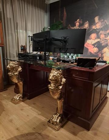 Prachtig Mahonie Engels partnerdesk incl Presidents chair  beschikbaar voor biedingen
