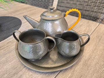 Antiek Tinnen thee/koffie set  period pewter 123 merk  beschikbaar voor biedingen