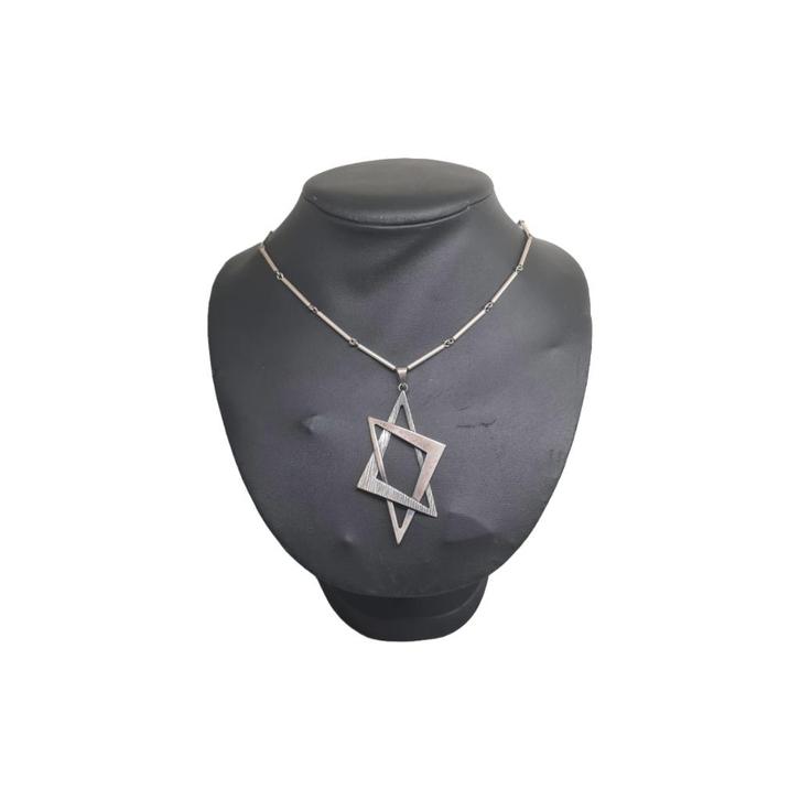 Vintage zilveren ketting met Davidster, Sieraden, Tassen en Uiterlijk, Kettingen, Zo goed als nieuw, Zilver, Zilver, Met hanger