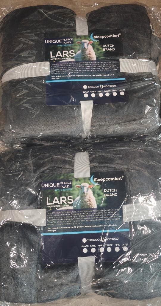 ACTIE! 2X Unique plaid Lars 230X200 Antraciet, Huis en Inrichting, Woonaccessoires | Plaids en Woondekens, Nieuw, Ophalen of Verzenden