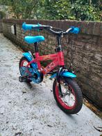 Kinder Spiderman fiets blauw rood, Ophalen, Zo goed als nieuw, Minder dan 16 inch, Zijwieltjes
