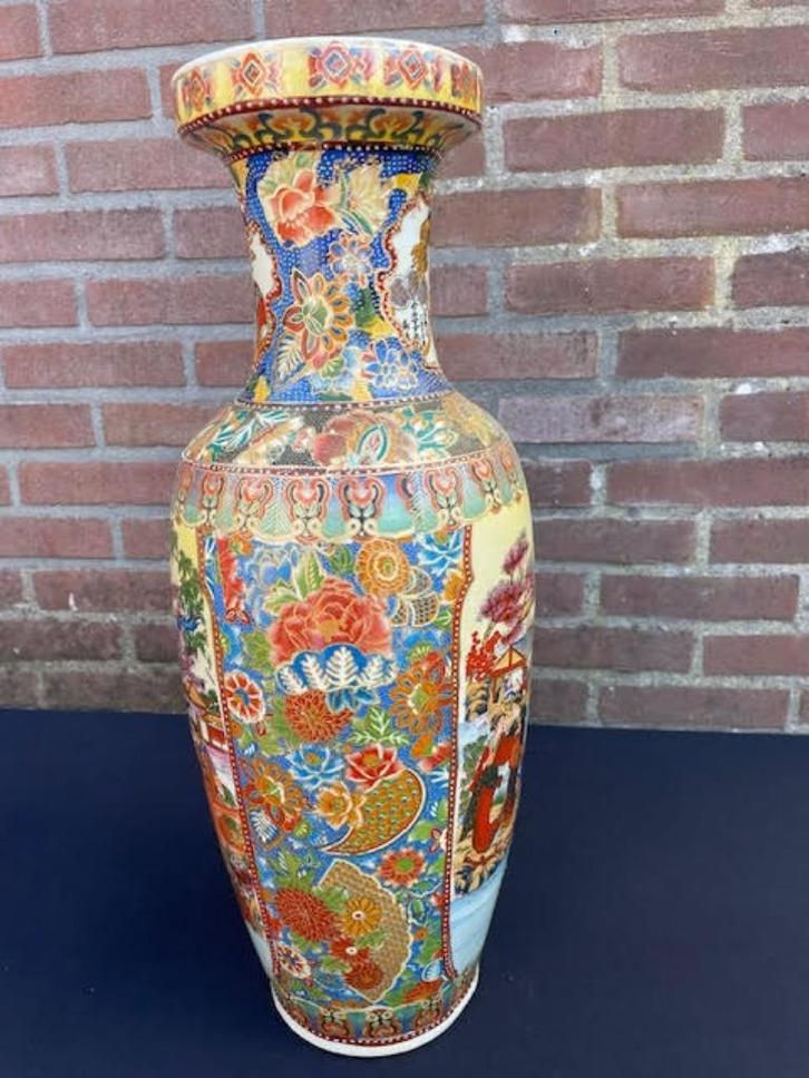 Oude vintage Chinese vaas, grote vloervaas 60 cm, Huis en Inrichting, Woonaccessoires | Vazen, Zo goed als nieuw, Overige kleuren