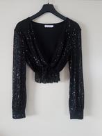 Glitter top zwart maat S/M, Verzenden, Zo goed als nieuw, Zwart, Lange mouw