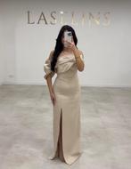 Laselins gala avond jurk, Ophalen, Zo goed als nieuw, Maat 38/40 (M), Beige
