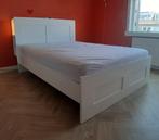 Brimnes IKEA bed met hoofdeinde + 13 stopcontacten, Huis en Inrichting, Slaapkamer | Bedden, Ophalen, Gebruikt, Wit, 140 cm