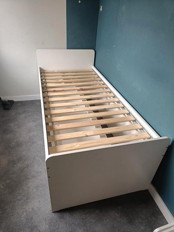 Ikea Slakt Bedframe 90x200 met Opberg lade, Huis en Inrichting, Slaapkamer | Bedden, Gebruikt, Eenpersoons, 90 cm, 200 cm, Hout