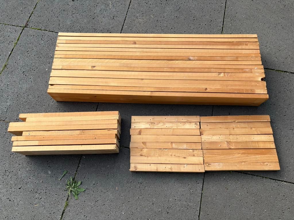 Got Wood? Partijtje planken > 1,2 m2, Doe-het-zelf en Verbouw, Hout en Planken, Ophalen, Gebruikt, Minder dan 25 mm, Grenen