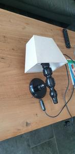 Wandlamp, getorst hout, met ecru lampenkap, Ophalen of Verzenden, Zo goed als nieuw, Hout