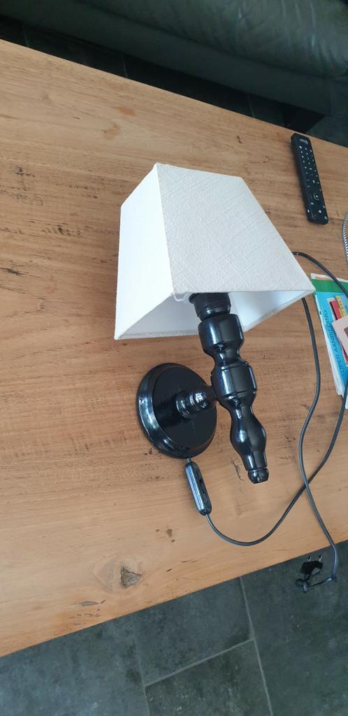 Wandlamp, getorst hout, met ecru lampenkap, Huis en Inrichting, Lampen | Wandlampen, Zo goed als nieuw, Hout, Ophalen of Verzenden