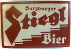 Vintage houten bier bord / Stiegl / Oostenrijk, Ophalen of Verzenden, Zo goed als nieuw, Reclamebord, Plaat of Schild, Overige merken