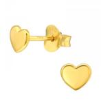 Zilveren hartjes oorbellen knopjes gold plated, Nieuw, Goud, Knopjes of Stekers, Ophalen