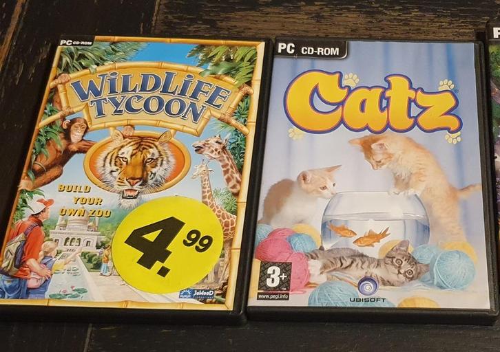 Diverse PC CD-ROM - wildlife tycoon + catz, Spelcomputers en Games, Games | Pc, Gebruikt, 1 speler, Ophalen of Verzenden