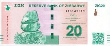  Zimbabwe bankbiljet 20 ZiG (Zimbabwe goud) 2024, Pick 111 beschikbaar voor biedingen