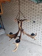 Herten Gewei Hanglamp, Huis en Inrichting, Lampen | Kroonluchters, Ophalen, Gebruikt, Metaal, Rustiek