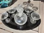 Likeurset - onderblad, karaf en 6 glazen, Antiek en Kunst, Antiek | Glas en Kristal, Ophalen of Verzenden