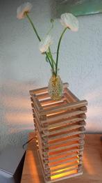 NIEUWE UNIEKE EIKEN LAMP MET LEDLAMP, Ophalen, Nieuw, Hout, Minder dan 50 cm