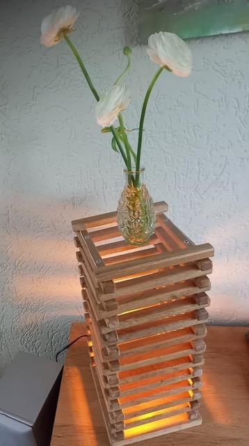 NIEUWE UNIEKE EIKEN LAMP MET LEDLAMP beschikbaar voor biedingen