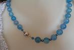 ketting blauw mineraal met zilveren JKa bolsluiting [693], Verzenden, Zo goed als nieuw, Blauw, Steen of Mineraal