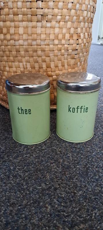 Vintage retro groene Brabantia koffie thee blikken / bussen beschikbaar voor biedingen