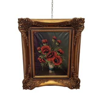 Oude olieverf schilderij klaproos A. Riemsdonk beschikbaar voor biedingen