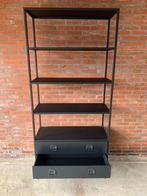 Woood kast zwart metaal/hout., Huis en Inrichting, Kasten | Boekenkasten, Ophalen, 200 cm of meer, 50 tot 100 cm, Zo goed als nieuw