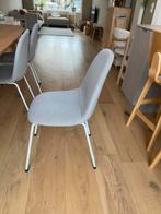 3 grijze stoelen witte poten, Ophalen, Gebruikt, Drie, Stof